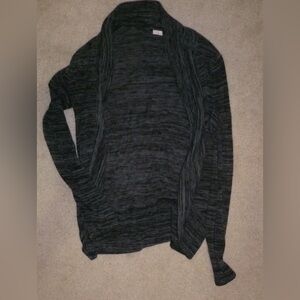 Black Marled Open-Front Cardigan